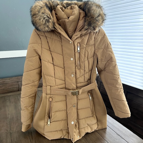Women's Faux-Fur-Trim Hooded Puffer Coat S/P - Picture 1 of 9